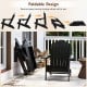 Black HDPE folding Adirondack chair with high backrest and cup holder, perfect for backyard relaxation and easy storage.