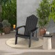 Black Weather Resistant HIPS Adirondack chair showcasing a high slanted backrest, ideal for garden and patio relaxation.