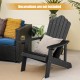 Black Weather Resistant HIPS Adirondack chair featuring a wide seat and elegant fan-shaped backrest, perfect for.