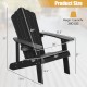 Black Weather Resistant HIPS Outdoor Adirondack Chair dimensions with cup holder, designed for comfort and durability.