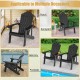Black Weather Resistant HIPS Adirondack chair with cup holder, ideal for outdoor use on patios, porches, and poolside.