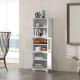 6-tier freestanding bathroom cabinet in white with 2 doors and metal knobs, offering stylish storage for any room.