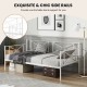 Twin metal daybed frame in white with chic side rails, ideal for bedroom or living room, offering stylish support and.