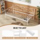 White metal twin daybed frame with heavy-duty slats and non-slip foot pads, ideal for bedroom or living room use.