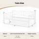 Twin size metal daybed frame in white with sturdy slats, ideal for bedroom or living room seating, offers under-bed.