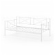 White metal twin daybed frame with stable steel slats, ideal for bedroom or living room seating and under-bed storage.