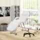 Facial chair set in white with removable headrest and armrests, featuring a towel rack, ideal for spa and massage use.