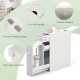White bathroom cabinet space saver with cut-out handle, premium metal hinges, and non-slip foot pads for efficient.