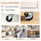 Rolling kitchen island cart with white and natural finish, featuring 4 universal casters for easy mobility in dining.