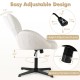 Side view of the swivel cross-legged chair in white highlighting the height adjustment lever and rocking tension.