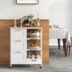 White rolling kitchen island utility storage cart with 4 swivel wheels, providing easy mobility and stability for.