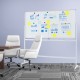 Double-sided magnetic whiteboard on wheels with aluminum frame, ideal for office or classroom use, featuring 360°.