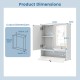 Bathroom double mirror door wall mount storage cabinet dimensions with adjustable shelf for organized toiletries.