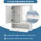 Bathroom double mirror door cabinet with 3-level adjustable shelf in pure white for organized storage and modern style.