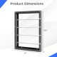 Wire spool rack dimensions showing 4 rods, sturdy metal construction, and wall-mounted design for space-saving.
