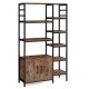 Double wide 8-tier bookshelf in rustic brown with 2-door cabinet, perfect for organizing items in living room or office.