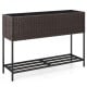 Wicker raised garden bed with storage shelf, made of durable PE rattan, ideal for growing flowers and herbs.