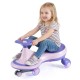 Purple Wiggle Car ride-on toy with flashing wheels, designed for durability and safety, perfect for indoor and outdoor.