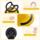 Ergonomic steering wheel of the Wiggle Car ride-on toy in yellow, designed for safe indoor and outdoor fun.