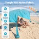 Portable blue beach tent with 137 sq.ft coverage, UPF50+ sun protection, and tear-resistant 70D nylon for family.