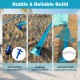 Sand anchors and aluminum poles of the blue beach tent provide stability and reliability for outdoor gatherings.