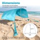 Portable blue beach tent with 137 sq.ft coverage, accommodates 6-8 people, ideal for picnics and gatherings.