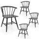 Set of 4 Windsor dining chairs in black, featuring ergonomic spindle backs and sturdy rubber wood construction for.