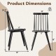 Windsor dining chair dimensions showing sleek black rubber wood design, ergonomic back, and strong 330 lbs capacity.