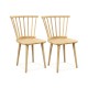 Set of 2 Windsor dining chairs in natural rubber wood with spindle back design, perfect for dining room or kitchen use.