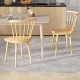 Windsor dining chairs set of 2 in natural rubber wood with spindle back, perfect for dining room or kitchen use.