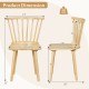 Windsor dining chair dimensions showing spindle back design, ergonomic seat, and sturdy rubber wood construction.