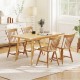 Windsor dining table set with natural rubber wood chairs featuring curved spindle backs, perfect for dining rooms or.