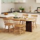 Windsor dining chairs set of 2 with curved spindle back in natural finish, perfect for dining rooms or cafes.