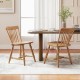 Windsor dining chairs set of 2 with curved spindle back in natural rubber wood, perfect for dining rooms or cafes.
