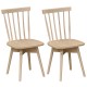 Set of 2 Windsor dining chairs in natural rubber wood with swivel seats, ideal for kitchen or dining use.