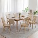 Windsor dining chairs set of 4 in natural rubber wood with swivel seats, ideal for kitchen or dining room use.