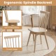 Windsor dining chair with 100° inclined spindle back, made of rubber wood, ideal for kitchen or dining use.