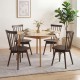 Windsor dining chairs set of 4 in walnut with swivel seats, arranged around a round table for a cozy kitchen setting.