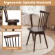 Windsor dining chair with 100° inclined spindle back, solid rubber wood, and swivel seat for comfortable dining.