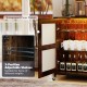 Wine bar cabinet with transparent door panels, adjustable shelves, and LED lights, perfect for home bar or kitchen use.