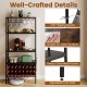 Wine organizer with power outlet, rustic brown finish, featuring 4-tier shelves and 24 bottle holders for home bar use.