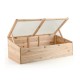 Wooden garden portable greenhouse with transparent PVC lid, foldable top, and bottomless design for versatile planting.
