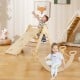 Wooden 5-in-1 kids climber with triangle arch and ramp, promoting motor skills and play for toddlers aged 1+.
