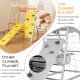 Wooden jungle gym playset with slide and monkey bars, featuring premium beech wood for durability and safety for kids.