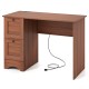 Wooden vintage computer desk in walnut with two side drawers and a spacious surface, ideal for home office use.