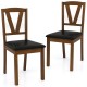 Set of 2 wooden dining chairs with PU leather upholstery and rubber wood frame, ideal for home or cafe settings.