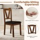 Wooden dining chair with PU leather upholstery, padded seat, and V-shaped backrest, perfect for home or cafe settings.