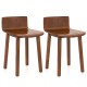 Set of 2 brown acacia wood dining chairs with curved seats and low backrests, perfect for farmhouse kitchens.