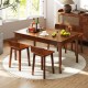Brown acacia wood dining chair set of 2 with smooth round corners, ideal for kitchen or dining room use.