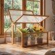 Wood cold frame greenhouse with transparent openable roof, featuring adjustable vents and natural fir wood for plant.